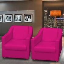 Kit 2 Poltronas Decorativas Para Sala Tecido Sintético Cores Pé De Plástico