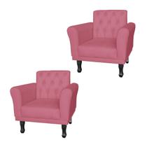 Kit 2 Poltronas Decorativas Pés Luis VX Para Clínica Classic Suede Rosa Barbie - LM DECOR Kit 2 Poltronas Decorativas Pés Luis VX Para Clínica Classic Suede Rosa Barbie - LM DECOR