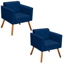 Kit 2 Poltronas Decorativas Pés Palito Karen Suede Azul Marinho G19 - Gran Belo Kit 2 Poltronas Decorativas Pés Palito Karen Suede Azul Marinho G19 - Gran Belo