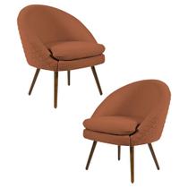Kit 2 Poltronas Decorativas Pés Palito Rafa B-235 Veludo Laranja - Domi