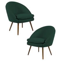 Kit 2 Poltronas Decorativas Pés Palito Rafa C-117 Linho Verde - Domi