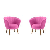 Kit 2 Poltronas Decorativas Pétala Sala de Estar Tecido Veludo Rosa Kimi Design