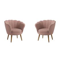 Kit 2 Poltronas Decorativas Pétala Sala de Estar Tecido Veludo Rose Kimi Design Kit 2 Poltronas Decorativas Pétala Sala de Estar Tecido Veludo Rose Kimi Design