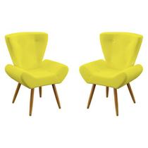 Kit 2 Poltronas Decorativas Polaris Sued Amarelo Aradecor