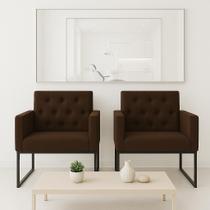 Kit 2 Poltronas Decorativas Reforçada Recepção Base Ferro