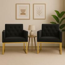 Kit 2 Poltronas Decorativas Reforçada Recepção Base Ferro