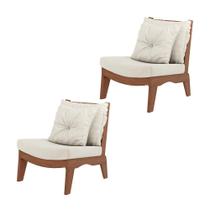 Kit 2 Poltronas Decorativas Sadie Linho Bege Claro/Imbuia G42 - Gran Belo