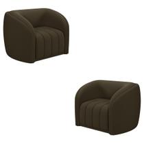 Kit 2 Poltronas Decorativas Sala de Estar Adam Veludo Marrom G45 - Gran Belo Kit 2 Poltronas Decorativas Sala de Estar Adam Veludo Marrom G45 - Gran Belo