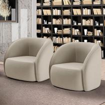 Kit 2 Poltronas Decorativas Sala de Estar Clarke Veludo Bege G45 - Gran Belo Kit 2 Poltronas Decorativas Sala de Estar Clarke Veludo Bege G45 - Gran Belo