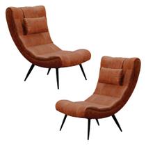 Kit 2 Poltronas Decorativas Sala de Estar com Almofada e Pés Palito Lord Sintético Nozes - Ibiza Kit 2 Poltronas Decorativas Sala de Estar com Almofada e Pés Palito Lord Sintético Nozes - Ibiza