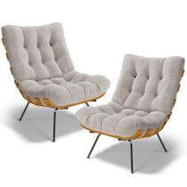 Kit 2 Poltronas Decorativas Sala de Estar Costela L02 Bouclê Creme - Lyam Decor Kit 2 Poltronas Decorativas Sala de Estar Costela L02 Bouclê Creme - Lyam Decor