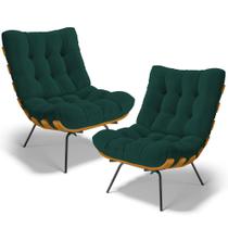 Kit 2 Poltronas Decorativas Sala de Estar Costela L02 Bouclê Verde - Lyam Decor Kit 2 Poltronas Decorativas Sala de Estar Costela L02 Bouclê Verde - Lyam Decor