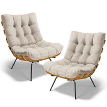 Kit 2 Poltronas Decorativas Sala de Estar Costela L02 Linho Cru - Lyam Decor Kit 2 Poltronas Decorativas Sala de Estar Costela L02 Linho Cru - Lyam Decor