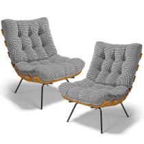 Kit 2 Poltronas Decorativas Sala de Estar Costela L02 Pied Poule - Lyam Decor