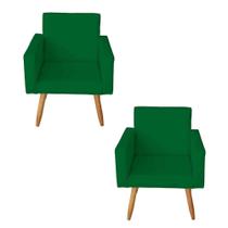 Kit 2 Poltronas Decorativas Sala de Estar Escritório Pés Palito Nina Verde - Mafer