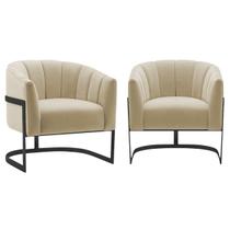 Kit 2 Poltronas Decorativas Sala de Estar Recepção Mavie Base de Ferro Preto Suede - Amarena Móveis