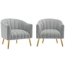 Kit 2 Poltronas Decorativas Sala de Estar Recepção Senna Bouclé - Doce Sonho Móveis