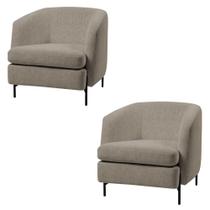 Kit 2 Poltronas Decorativas Sala de Estar Salem Pés Metálicos Bouclê Rústico Castor G92 - Gran Belo