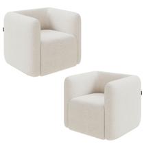 Kit 2 Poltronas Decorativas Sala de Estar Trinidad Base Fixa Bouclê Off White G33 - Gran Belo Kit 2 Poltronas Decorativas Sala de Estar Trinidad Base Fixa Bouclê Off White G33 - Gran Belo