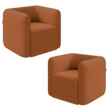 Kit 2 Poltronas Decorativas Sala de Estar Trinidad Base Fixa Bouclê Terracota G33 - Gran Belo Kit 2 Poltronas Decorativas Sala de Estar Trinidad Base Fixa Bouclê Terracota G33 - Gran Belo