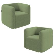Kit 2 Poltronas Decorativas Sala de Estar Trinidad Base Fixa Bouclê Verde Oliva G33 - Gran Belo Kit 2 Poltronas Decorativas Sala de Estar Trinidad Base Fixa Bouclê Verde Oliva G33 - Gran Belo