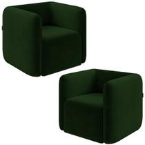 Kit 2 Poltronas Decorativas Sala de Estar Trinidad Base Fixa Veludo Verde G33 - Gran Belo Kit 2 Poltronas Decorativas Sala de Estar Trinidad Base Fixa Veludo Verde G33 - Gran Belo