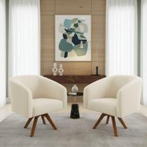 Kit 2 Poltronas Decorativas Stella Giratória Veludo Cotelê Verde D'Rossi