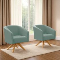 Kit 2 Poltronas Decorativas Stella Giratória Veludo Cotelê Verde D'Rossi