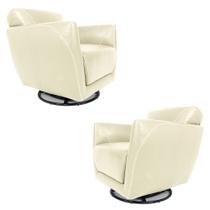 Kit 2 Poltronas Decorativas Valentina Sala de Estar Giratória Couro Off White G40 - Gran Belo Kit 2 Poltronas Decorativas Valentina Sala de Estar Giratória Couro Off White G40 - Gran Belo