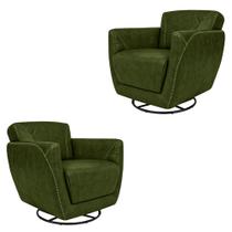 Kit 2 Poltronas Decorativas Valentina Sala de Estar Giratória material sintético Manchado G40 - Gran Belo