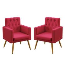 Kit 2 Poltronas Decorativas Vega Com Rodapé E Botões Capitonê Suede Vermelho Aradecor Kit 2 Poltronas Decorativas Vega Com Rodapé E Botões Capitonê Suede Vermelho Aradecor