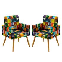 Kit 2 Poltronas Decorativas Vega Sued Estampado Colorido Aradecor Kit 2 Poltronas Decorativas Vega Sued Estampado Colorido Aradecor