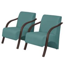 Kit 2 Poltronas Decorativas Vênus 1 Lugar Braço Pé Madeira D Salla Suede