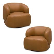 Kit 2 Poltronas Decorativas Verona Sala de Estar Base Giratória em Aço Couro Caramelo G88 - Gran Belo Kit 2 Poltronas Decorativas Verona Sala de Estar Base Giratória em Aço Couro Caramelo G88 - Gran Belo