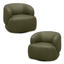 Kit 2 Poltronas Decorativas Verona Sala de Estar Base Giratória em Aço Couro Fendi G88 - Gran Belo Kit 2 Poltronas Decorativas Verona Sala de Estar Base Giratória em Aço Couro Fendi G88 - Gran Belo