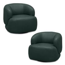 Kit 2 Poltronas Decorativas Verona Sala de Estar Base Giratória em Aço material sintético Musgo G88 - Gran Belo Kit 2 Poltronas Decorativas Verona Sala de Estar Base Giratória em Aço material sintético Musgo G88 - Gran Belo