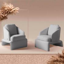 Kit 2 Poltronas Design Sala de Estar Califa Encosto Almofadado Bouclê Cinza G92 - Gran Belo Kit 2 Poltronas Design Sala de Estar Califa Encosto Almofadado Bouclê Cinza G92 - Gran Belo