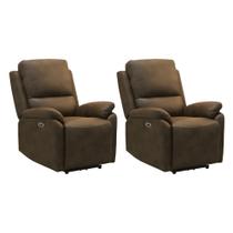 Kit 2 Poltronas do Papai Reclinavel Elétrica Nobuk Premium Marrom