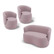 Kit 2 Poltronas e 1 Namoradeira Aisha Orgânica Bouclê Rosê - Abmaza Kit 2 Poltronas e 1 Namoradeira Aisha Orgânica Bouclê Rosê - Abmaza