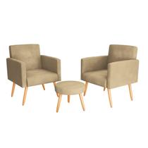 Kit 2 Poltronas e mesa de centro Dallas veludo bege - Montagem e Entrega diretamente pela nossa loja Kit 2 Poltronas e mesa de centro Dallas veludo bege - Montagem e Entrega diretamente pela nossa loja