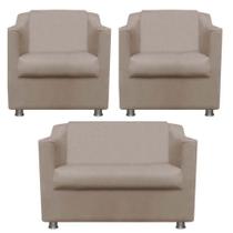 Kit 2 Poltronas e Namoradeira Tilla Corano Bege TWdecora
