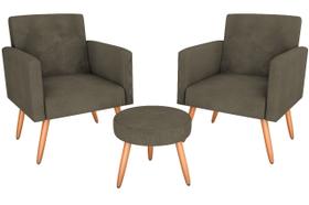 kit 2 Poltronas e Puff Nina Suede Capuccino kit 2 Poltronas e Puff Nina Suede Capuccino