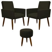 Kit 2 Poltronas e Puff Redondo Repecção Nina Suede Herrero Kit 2 Poltronas e Puff Redondo Repecção Nina Suede Herrero