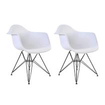 Kit 2 Poltronas Eames Eiffel Branca com Braço Daw de Ferro Preto Kit 2 Poltronas Eames Eiffel Branca com Braço Daw de Ferro Preto