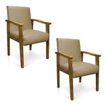 Kit 2 Poltronas Eloisa Suede Marrom Rato Base de Madeira Castanho