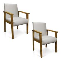 Kit 2 Poltronas Eloisa Veludo Cinza Base de Madeira Castanho