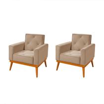 Kit 2 Poltronas em Veludo Florença Bege