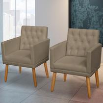 Kit 2 Poltronas Escritório Recepção Capitone Sala de estar manicure Sala de espera Pés palito de madeira