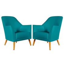 Kit 2 Poltronas Estofada Orion Sued Azul Turquesa Aradecor Kit 2 Poltronas Estofada Orion Sued Azul Turquesa Aradecor