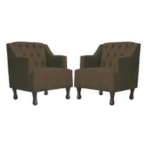 Kit 2 Poltronas Estofada Para Hall de Entrada Genesis Suede Marrom - LM DECOR Kit 2 Poltronas Estofada Para Hall de Entrada Genesis Suede Marrom - LM DECOR